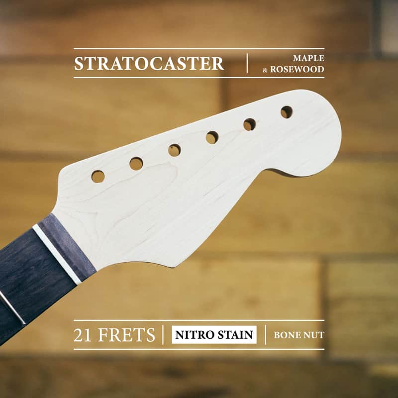 Stratocaster Neck – Maple & Rosewood | Unfinished | 21 Frets | Bone Nut image 1