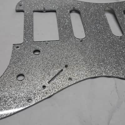 Platinum Silver Sparkle Glitter HSS pickguard + trem cover set Fits Fender Strat Stratocaster image 2