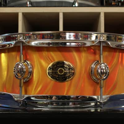 Montineri Custom Drums 5x14 Snare Drum in Orange Satin Flame image 1