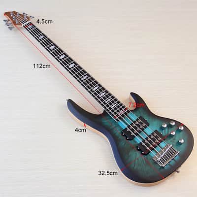 Blue Custom 5 String Electric Bass, Burl Wood Top Ash Body, Maple Neck Through image 9