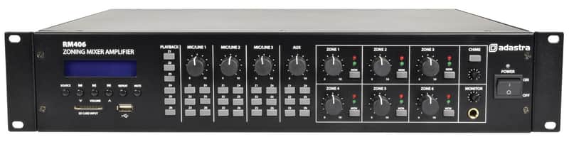 Adastra RM406 Mixer-Amp 100V 6 x 40W + USB/SD/FM/BT image 1