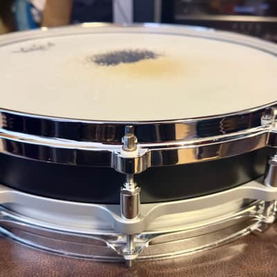 PEARL DRUMS  3-1/2” x14” Free Floating Steel Shell  Piccolo Snare Model number SL-8114P 1997 - Black image 4