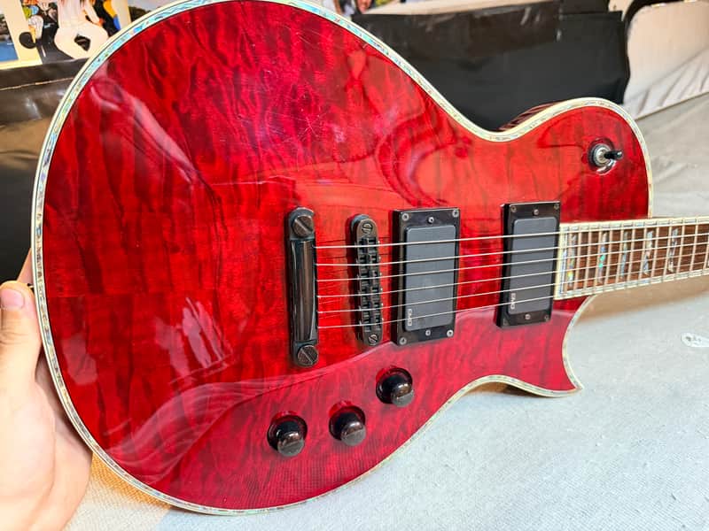 ESP LTD EC-1000 QM Black Cherry EMG Upgraded Tuners Electric Guitar image 1