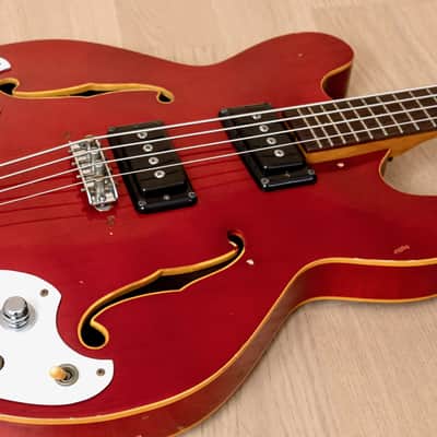 1960s Mosrite Celebrity Vintage 25" Short Scale Hollowbody Bass Cherry, USA-Made image 7