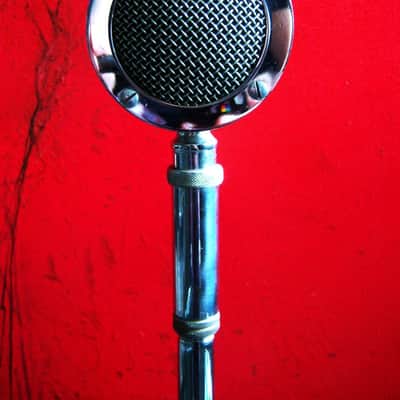 Vintage RARE 1950's Astatic D-104 crystal "Lollipop" microphone Chrome w adapter & Atlas DS-5 desk stand PROP DISPLAY image 3
