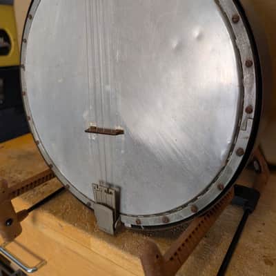 Tenor Pot Frying Pan Tenor Banjo Pre War Depression Era Original Playable Folk Art Vintage Early Century image 4