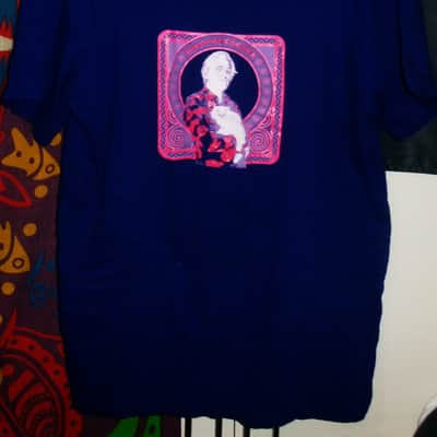 robyn hitchcock with pussy cat large unisex tee - uk pyschedelic folk art rock soft boys egyptians image 4