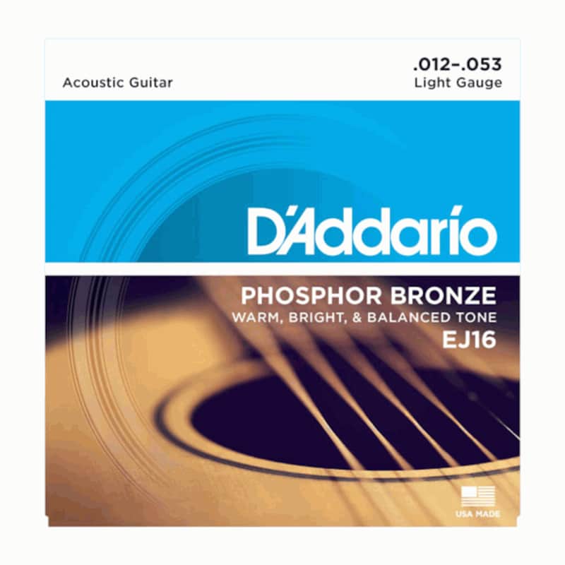 D'Addario EJ16 Phosphor Bronze, Light 12-53 Acoustic Guitar Strings image 1