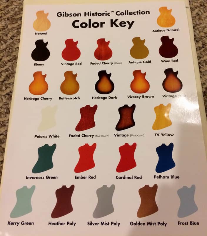 Gibson Historic Color Key Chart & Catalog 1998 image 1