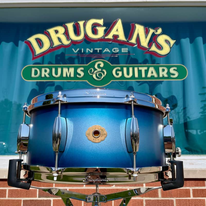 Slingerland Radio King Artist 6.5x14 3-Ply Mahogany/Poplar Snare Drum Silver & Blue Lacquer image 1