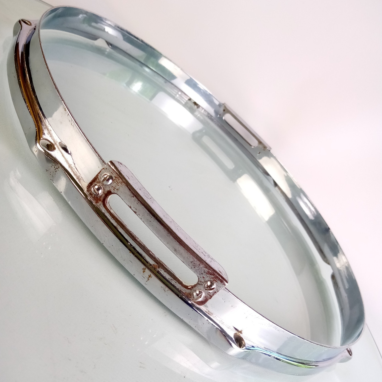 European 13 5/8"Chrome-Brass Stick-Chopper 8Lug Snare Drum Resonant Rim/Hoop COB — main photograph