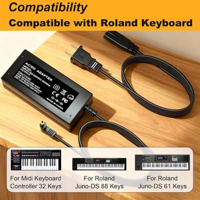 9V Charger for Roland PSB-120 Digital Keyboard Compatible Models: Roland PSB-120, PSB-1U, ACB-120, ACF-120, ACK-120, ACI-120, VG-99, GT-10, SPD-SX, AX-09, FA-06 Power Adapter Cable image 3