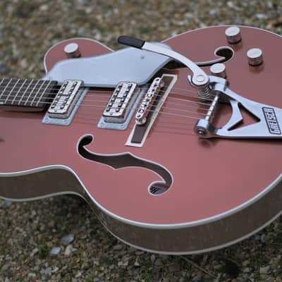 Gretsch G6118T Players Edition Anniversary™ Hollow Body with String-Thru Bigsby®, Rosewood Fingerboard - Two-Tone Copper Metallic/Sahara Metallic image 9