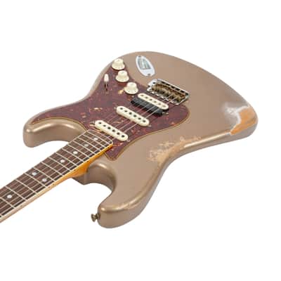 2022 Fender Custom Shop LTD 1967 HSS Heavy Relic Stratocaster Guitar, Aged Shorline Gold, CZ55XXXX image 2