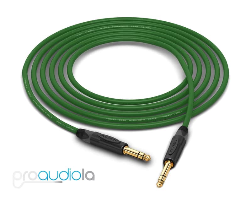 Mogami 2534 Quad Cable | Neutrik Gold 1/4" TRS to 1/4" TRS | Green 85 Feet | 85 Ft. | 85' image 1