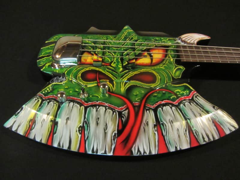Gene Simmons Cort Axe Bass - Custom Painted by Gentry Riley - Green Serpent image 1