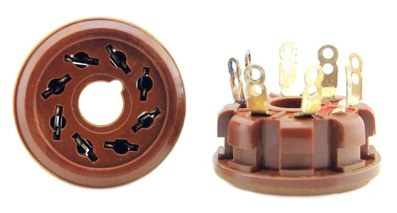 2 pcs. VINTAGE 8-pin OCTAL BAKELITE NOS MILITARY GRADE TUBE SOCKETS KT88 EL34 6L6 5U4G image 1
