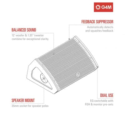 Gear4music G4M 12" Active Stage Monitor / PA Speaker image 2
