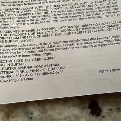 Jackson Owners manual and warranty card 2000s image 5