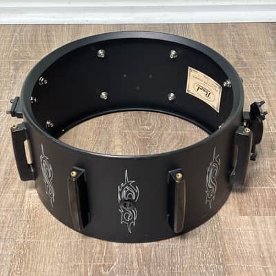 Pearl JJ1365 Joey Jordison Signature 13x6.5" Steel Snare Drum with SKB Padded Bag 2010s - Matte Black with Slipknot Logo image 8