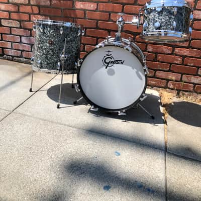 RARE! Gretsch 18” Round Badge Drum Set Black Diamond Pearl 3 Piece Drum Kit image 21