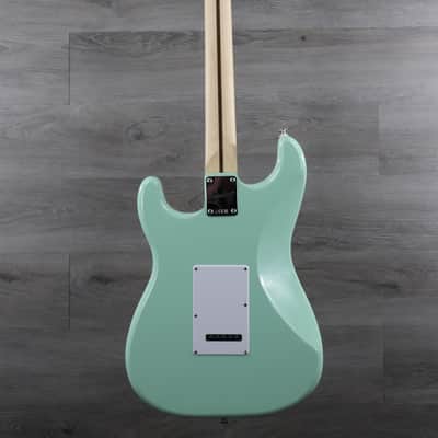 Squier FSR Affinity Series Stratocaster Laurel Fretboard White Pickgaurd Surf Green image 6