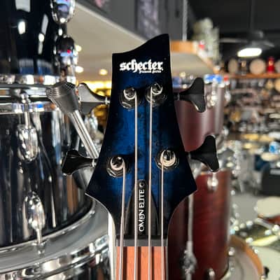 Schecter Guitar Research Omen Elite 4 / Four String Electric Bass Guitar in See-Thru Blue Burst with Hardshell Case (RM 2) image 6