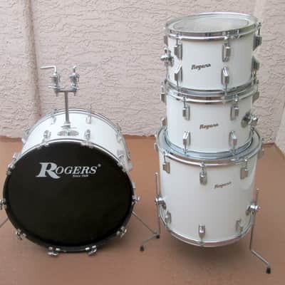 Rogers Vintage Londoner Drum Set Fullerton  White Swivomatic Script 22,12,13,16 READ image 16