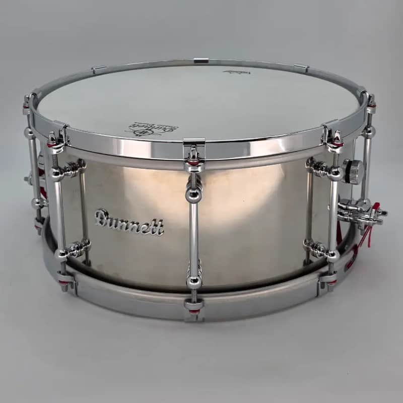 Used Dunnett Stainless Steel Snare Drum 14x6.5 w/Cold Rolled Hoops - Very Good image 1