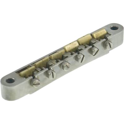 Faber ABRN-BA ABRN Bridge, Fits Nashv studs, Aged Nickel, Brass saddles natural image 1