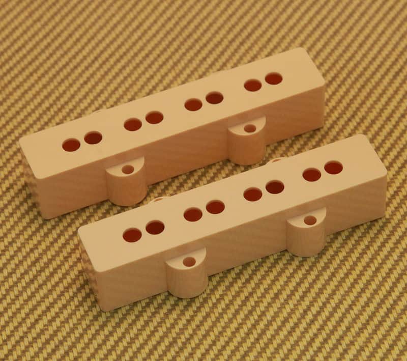 PC-0953-028 Pickup Cover Set for USA Neck & Bridge Jazz Bass Cream image 1