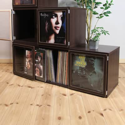 Art Vinyl Record Storage**Lp Frame Display One Box Cabinet Cube Wood Crate 12" Picture Album Display 33rpm Analog Disc Now Playing Music Rack Cover Jacket Stand Case Unit Wood furniture Dj Audio Idea image 1