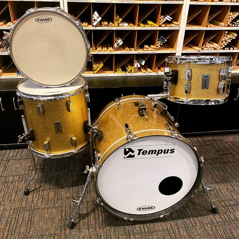 Tempus Drums Carbon Fiber 4 Piece Shell Pack - Gold Sparkle image 1