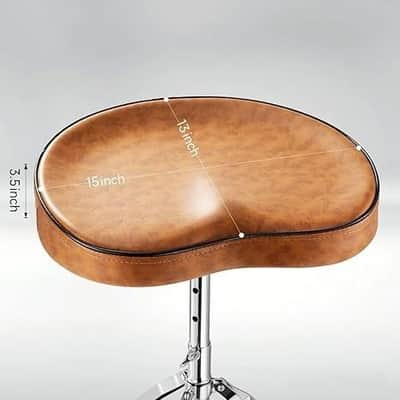 Drum Throne, Height Adjustable Padded Seat Drum Stool for Adults and Kids, 5A Drumsticks Included, with Double Braced Legs Rubber Feet, Brown image 2