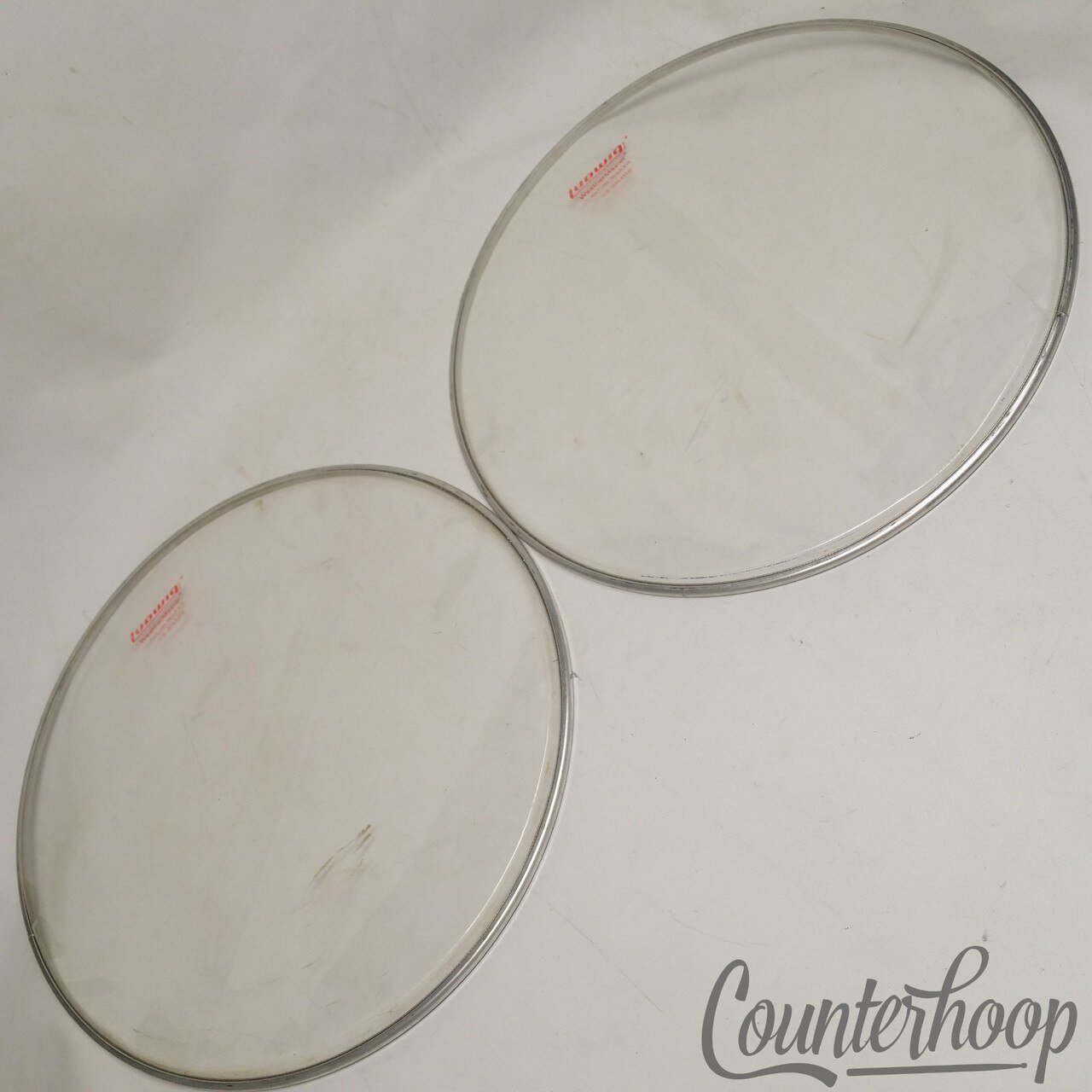 Ludwig 2x 16" CS-Snare Drum Resonant Heads 70s Vintage Clear WeatherMaster USA* — main photograph