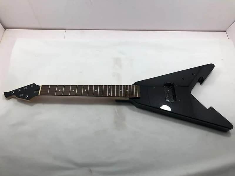 Glossy Black Guitar Paulownia Body Flying V Style with Maple Neck and Rosewood Fingerboard image 1