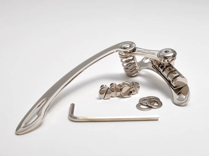 Goldo TLT2 Tailpiece Tremolo w/ Metric and SAE studs: M8 and 5/16-24 - NICKEL image 1