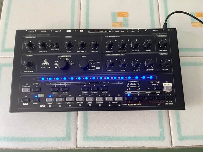 Abstrakt Instruments Avalon Analog Bassline TB-303 Synthesizer Rare Black Blue image 1