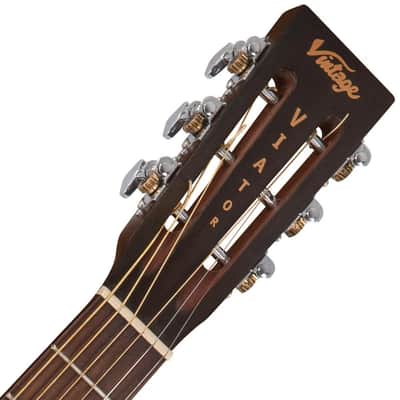 Vintage VTR800PB-USB Viator Paul Brett USB Electro-Acoustic Travel Guitar Antiqued image 9