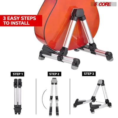 5 Core Guitar Stand Adjustable A Frame Shape w Rubber Pad Arms Supports Acoustic Electric Bass image 7