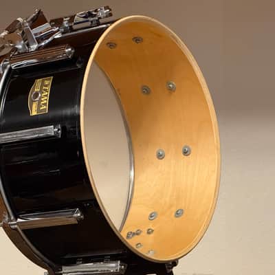 1980's Tama Artwood 6.5" x 14" Piano Black Lacquer Snare Drum image 13