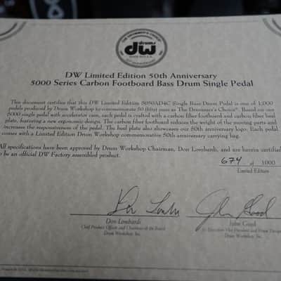 DW DWCP5050AD4C-Single 50th Anniversary Carbon Fiber Single Bass Drum Pedal (Autographed -John Good) image 2