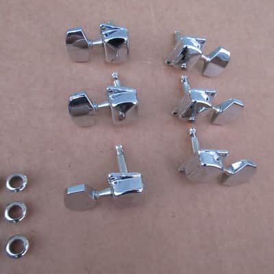 Vintage Jinho 3X3 Metal Guitar Tuners with Bushings Ferrels image 1