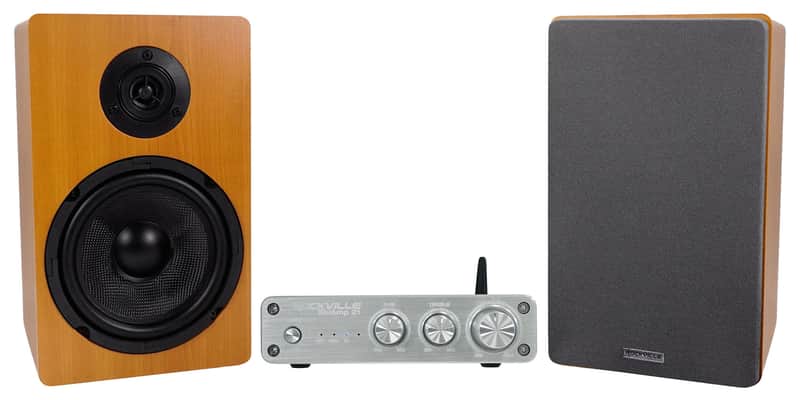 Rockville BLUAMP 21 Bluetooth Home Audio Receiver Amp+(2) 6.5" Wood Speakers image 1