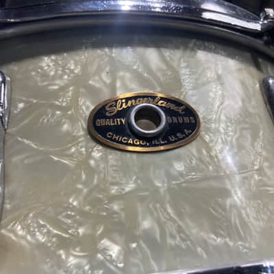 Slingerland – 1960s Vintage Radio King 4-Piece Set 22", 16", 13", with Matching 5x14" Artist Model Snare Drum  – White Marine Pearl image 21