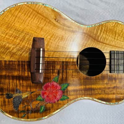 Ukulele Handmade by Blueberry Floral Motif Case & Warranty image 14