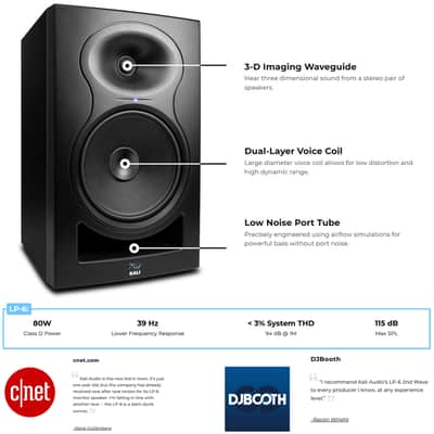 Kali Audio LP-6 V2 Project Lone Pine 6.5" Powered 2-Way Studio Monitor Pair Bundle + Mophead Cables image 5