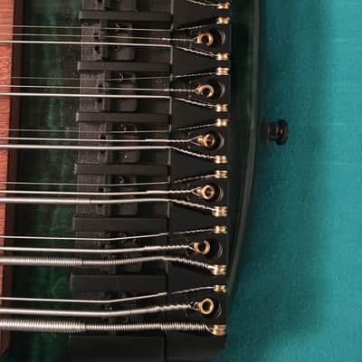 Prat Basses GODZILLA C3-WTF-24 24 string Bass (8x3) Trans Dark Emerald Green + Axe Handler Arc Stand image 16