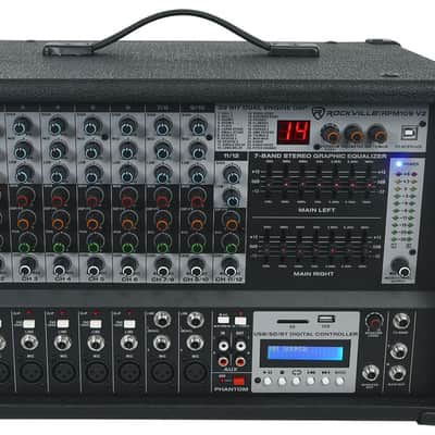 Rockville RPM109 12 Channel 4800w Powered Mixer , 7 Band EQ+8-Ch Snake Cable image 13