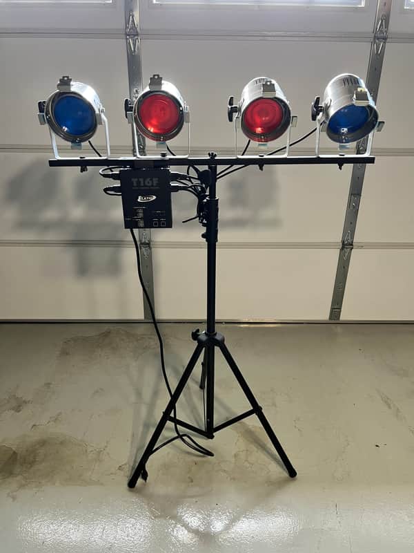 Elation Professional T16F Blk with Can Lights with upgraded Color LED Bulbs image 1